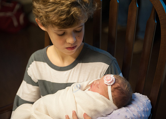 The oldest and youngest of the Sills' grandkids